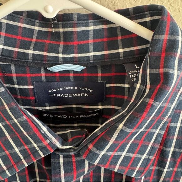 Round tree and Yorke Long Sleeve Button Down Shirt 100% Cotton Large EUC - Picture 3 of 4